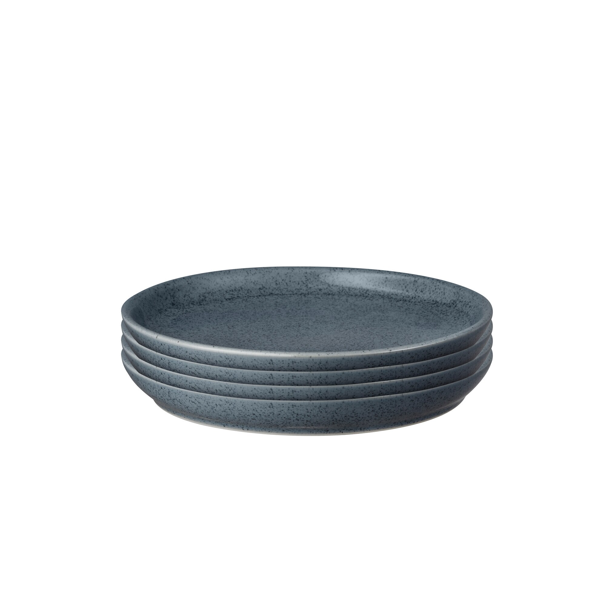 Product photograph of Dark Grey Speckle Set Of 4 Medium Coupe Plates from Denby Retail Ltd